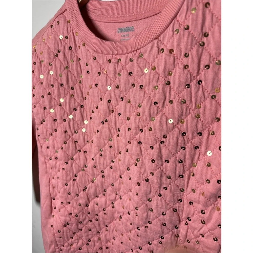 Gymboree Girls‎ Pink Sparkle Quilted Ice Skater Dress Long Sleeve Size 5-6